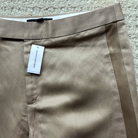 Banana Republic NWT Women’s Beige Linen Wide Leg Pants Size 8P x 30” Inseam NEW - Picture 2 of 13